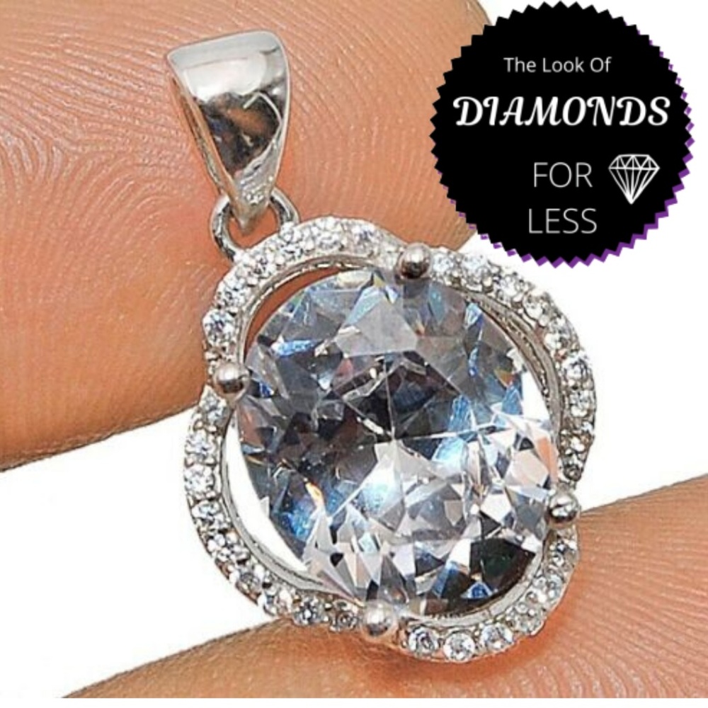 NWT Brilliant 3ct Sapphire Sterling Necklace